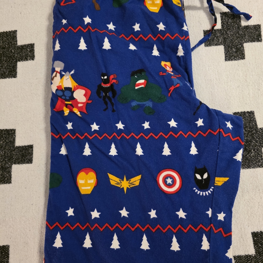 Hanna Andersson Blue Superhero Print Men's Pants Size S Washed But Never Worn